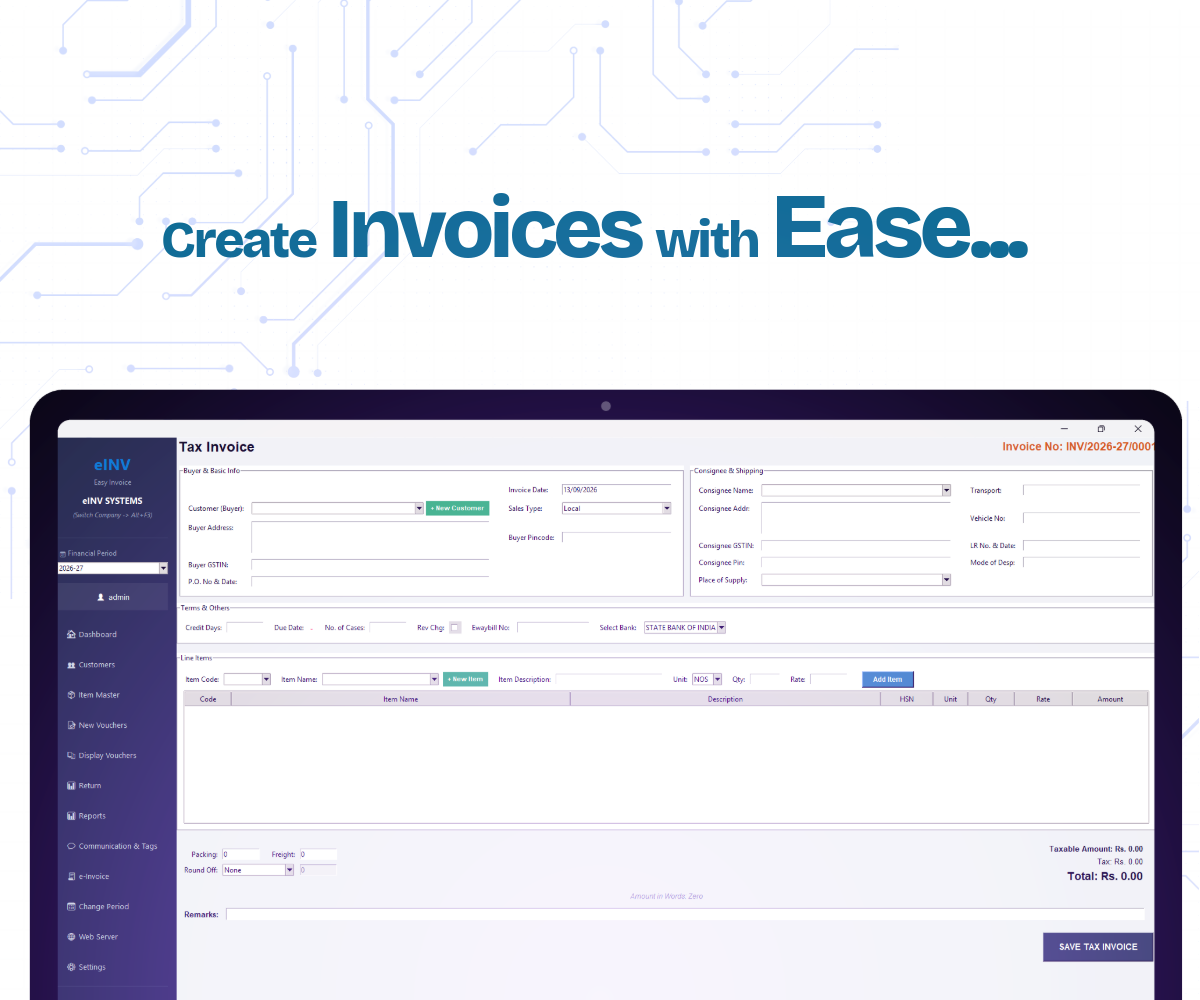 eINV Invoicing Section